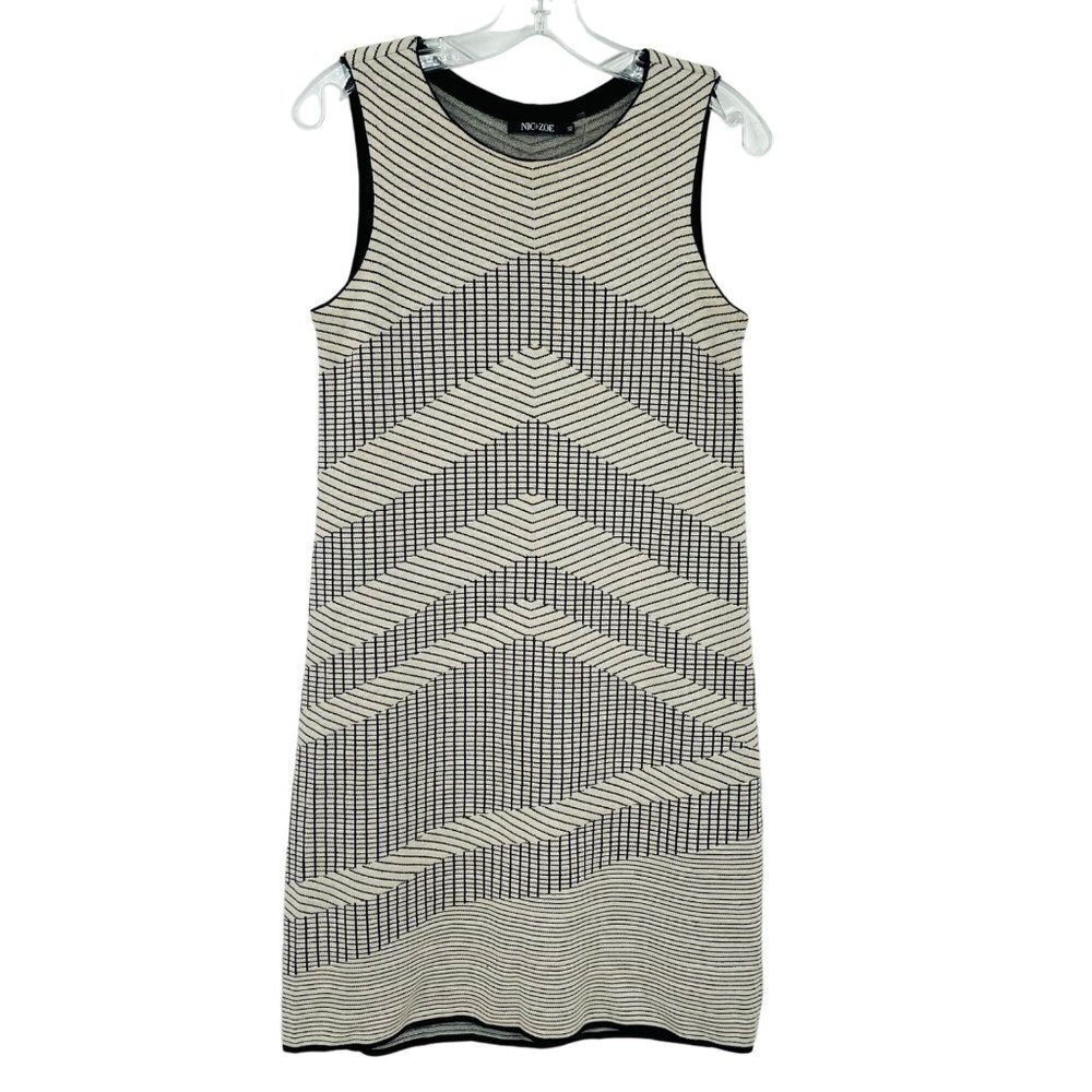 Nic + Zoe Texture Knit Sleeveless Shift Dress Size XS Tank Chevron Stripe